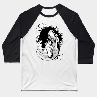 Horse Surreal Black and White Tattoo Style Portrait Baseball T-Shirt